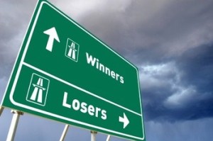 Traffic sign for Winners or Losers - business concept