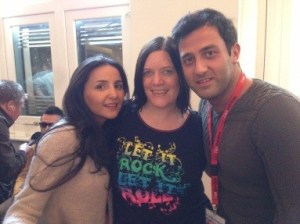 Eurovision Ireland's Elaine with Nodi and Sophie from Georgia