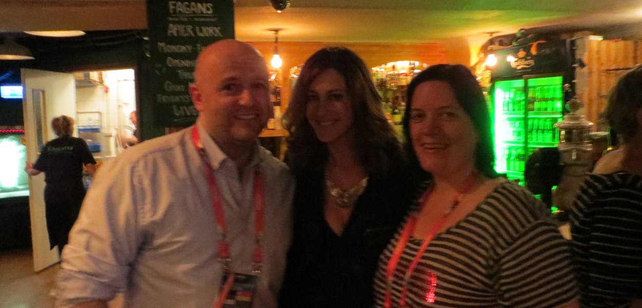 Garrett and Elaine of Eurovision Ireland with Hannah from Slovenia at the Irish Delegation and Tourism Ireland's Celebrations