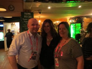 Garrett and Elaine of Eurovision Ireland with Hannah from Slovenia at the Irish Delegation and Tourism Ireland's Celebrations