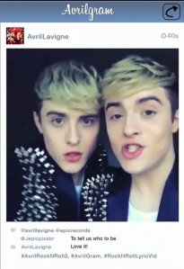 Jedward appear in the fan video of Avril Lavigne's new song "Rock N Roll". Photograph courtesy of Allwordnews