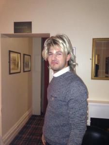 Josh James at Eurobash 2013 in the UK - summoning the spirits of Buck Fizz with Elaine's props. Photograph courtesy of Elaine Dove Facebook