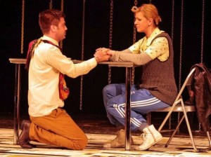 Tijana Dapčević in the new play "Scandal Broke". Photograph courtesy of juznevesti.com.