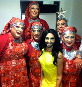 Conchita Wurst and the Wad Girls in Estonia. Photo : Courtesy of Conchita Wurst Facebook