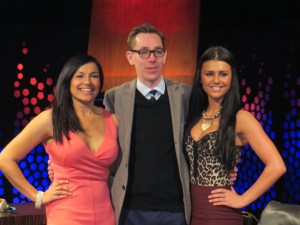 (L to R) Hazel Kaneswaran, Ryan Tubridy and Kassey Smith. Photo : Eurovision Ireland