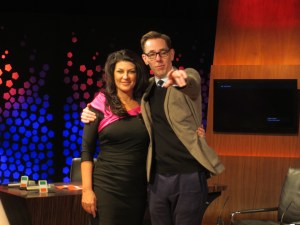 Patricia Roe and Host Ryan Tubridy. Photo Eurovision Ireland
