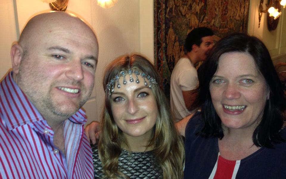 Eurovision Ireland's Elaine Dove and Garrett Mulhall meet Molly Smitten-Downes from the UK. Photo : Elaine Dove