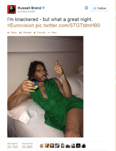 Russell Brand's Eurovision Tweet. Photo : Twitter