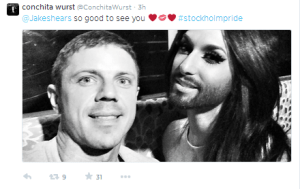 Conchita Wurst and Jake Shears. Photo : Twitter
