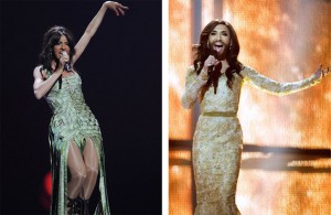 Dana International and Conchita. Photo : eurosong.be