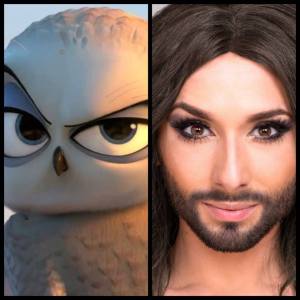 Conchita Wurst as Eva the Snow Owl in 'The Penguins of Madagascar'. Photo : Wikipedia