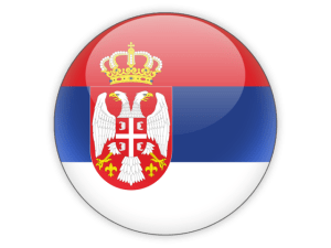 glossy round flag of Serbia