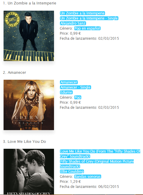 Spanish itunes charts