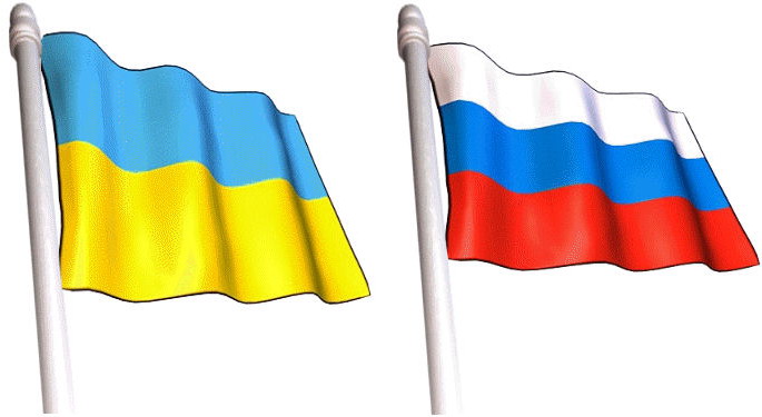 russia ukraine flags